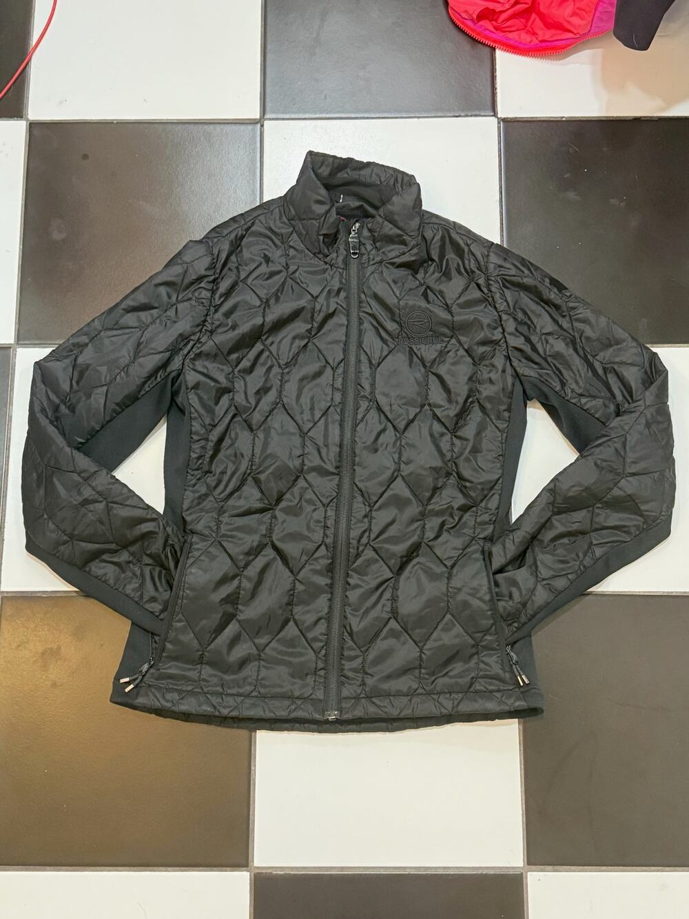 Rossignol women's black diamond-quilted hybrid alpine jacket size L